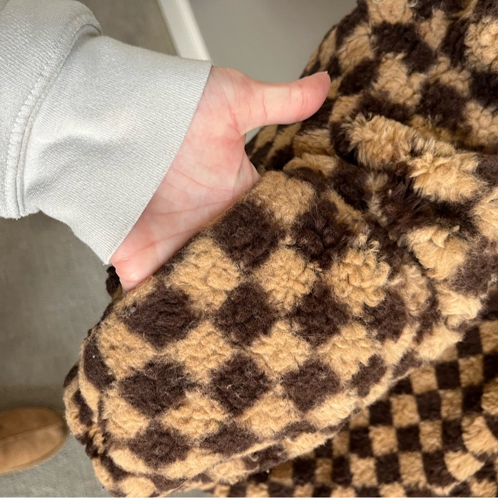 Brown and Tan Checkered Hoodie - Picture 7 of 9